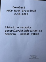 Dovolená MUDr. GRATCLOVÁ