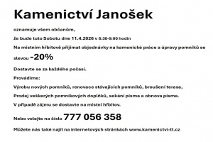 Kameník v sobotu na hřbitově- 20% sleva