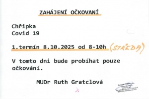 Zahájení očkování. Chřipka, Covid 19