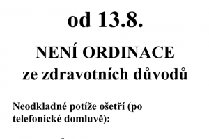 Nepřítomnost MUDr. Kostkové