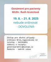 Dovolená - MUDr. Gratclová