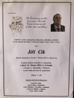 Smuteční oznámení - pan Jiří Cik, 7. 3. 2024