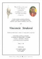 Smuteční oznámení - paní Vincencie Straková, 15.3.2025