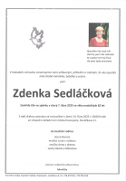 Smuteční oznámení - paní Zdenka Sedláčková