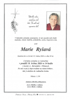 Smuteční oznámení - paní Marie Ryšavá 