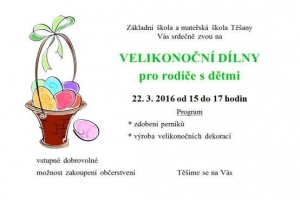 Pozvánka: Velikonoční dílny v ZŠ