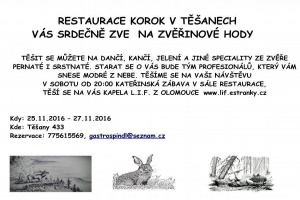 Pozvánka: Kateřinská zábava a zvěřinové hody v restauraci Korok