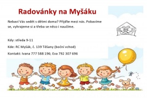 Pozvánka pro maminky a malé děti na Radovánky na Myšáku