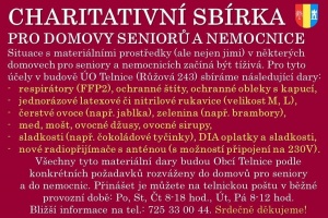 CHARITATIVNÍ SBÍRKA PRO DOMOVY SENIORŮ A NEMOCNICE- Telnice