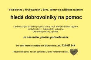 Hledají se dobrovolníci - domov Hrušovany u Brna