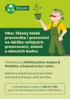 Obec Těšany hledá pracovníka/pracovnici na údržbu veřejných prostranství...