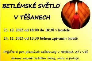 BETLÉMSKÉ SVĚTLO v Těšanech